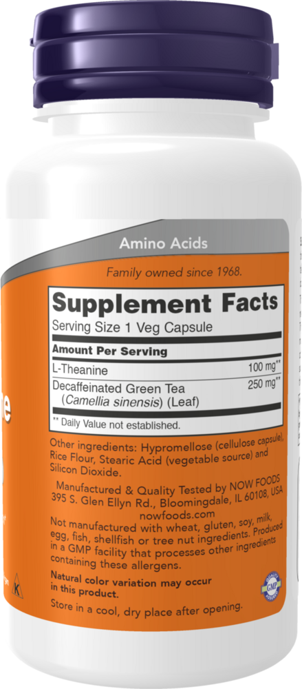L-Theanine 100 mg Supplement Facts Label
