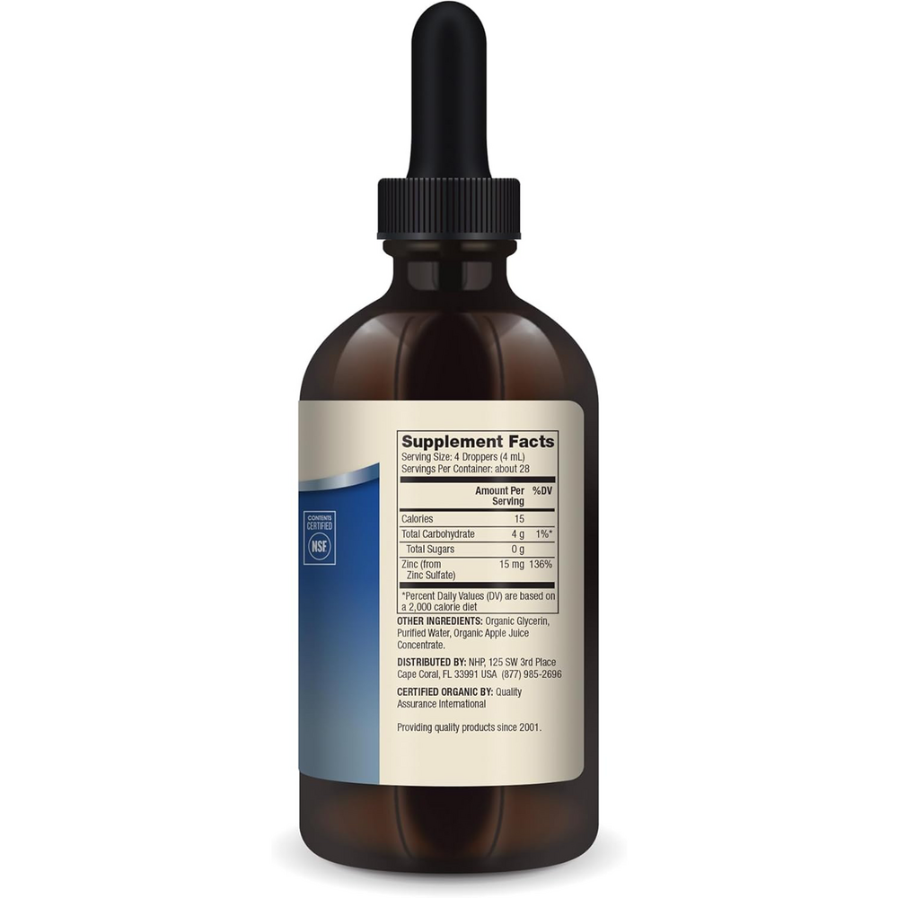 Zinc Drops 15 mg Supplement Facts Label