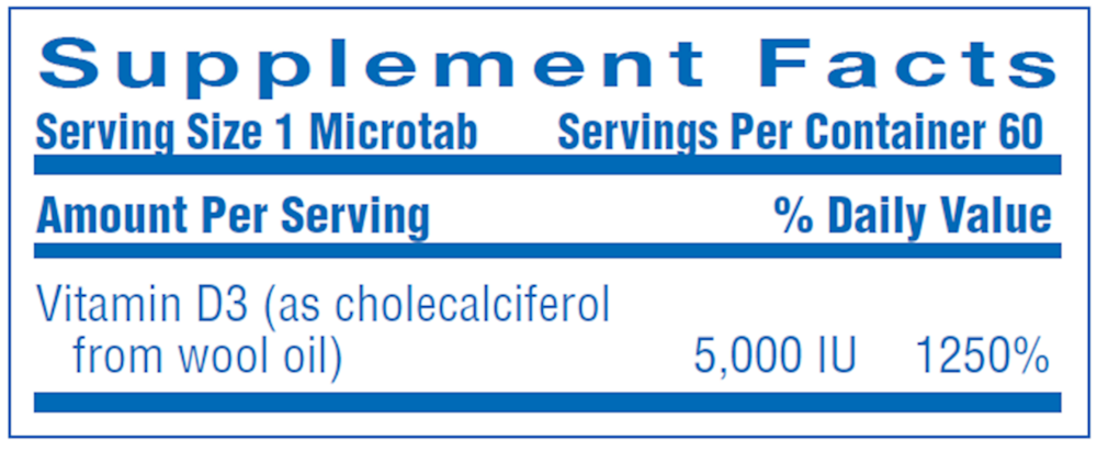 Clinical D3 Supplement Facts Label