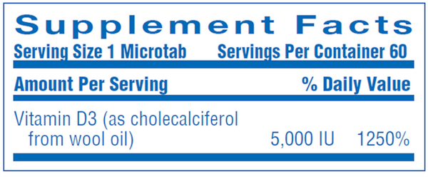Clinical D3 Supplement Facts Label