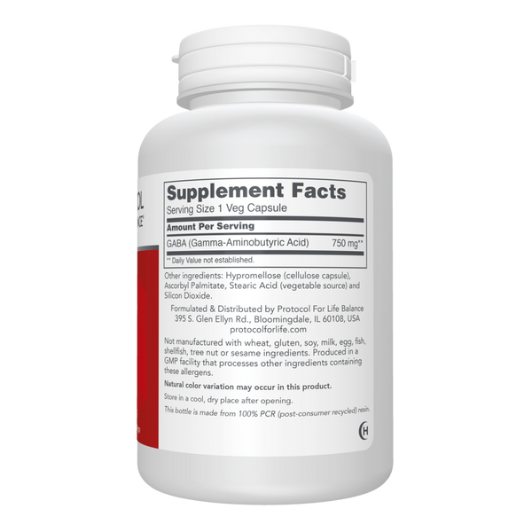 Gaba 750 mg Supplement Facts Label