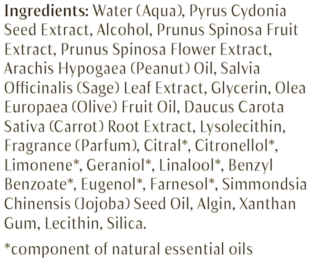 Quince Hydrating Body Milk Supplement Facts Label