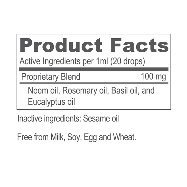 Pet Neem Ear & Skin Drops Supplement Facts Label