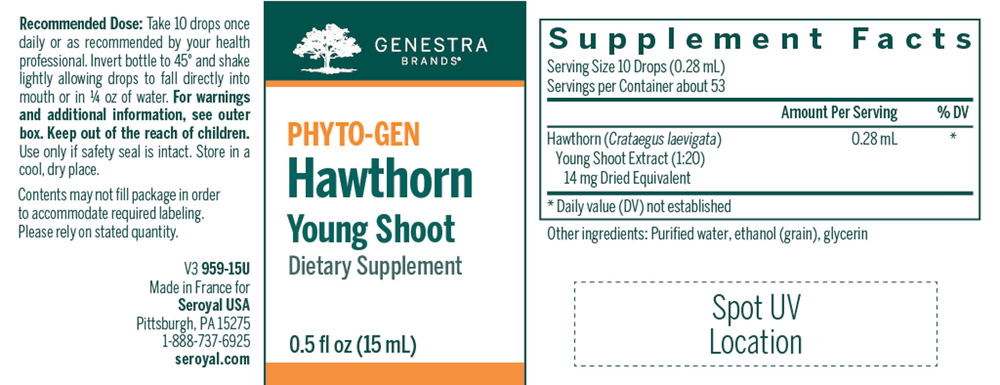 Hawthorn Young Shoot Supplement Facts Label