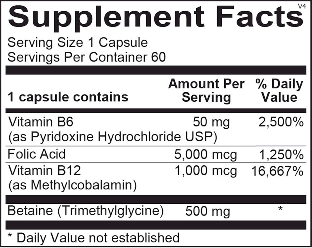 Cardio B Supplement Facts Label