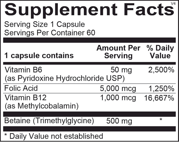Cardio B Supplement Facts Label