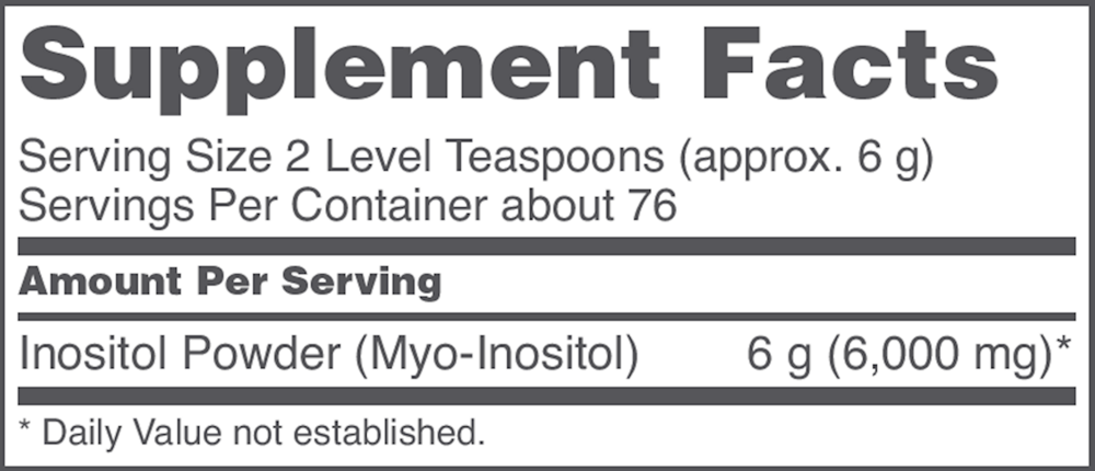 Myo-Inositol Supplement Facts Label