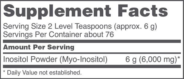Myo-Inositol Supplement Facts Label