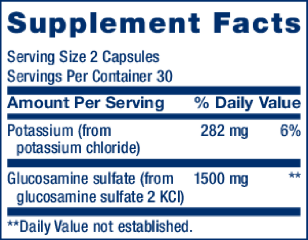 Glucosamine Sulfate 750 mg Supplement Facts Label