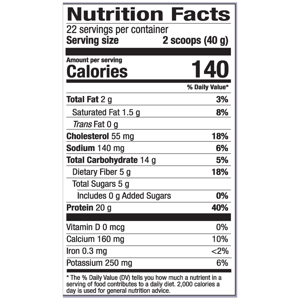 Pure Power Protein Supplement Facts Label