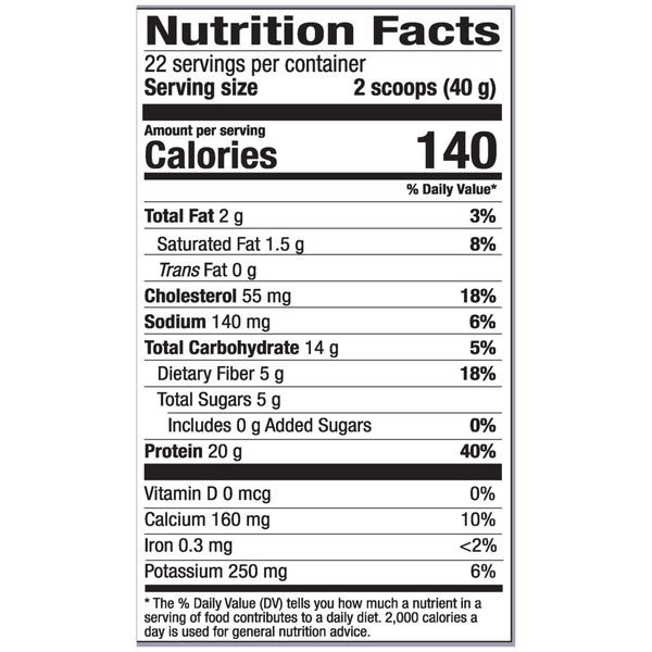 Pure Power Protein Supplement Facts Label