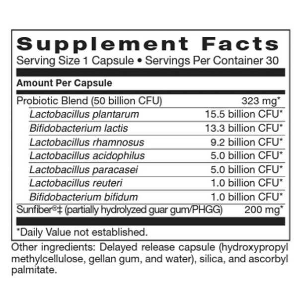 Biotic Supreme 50 Supplement Facts Label