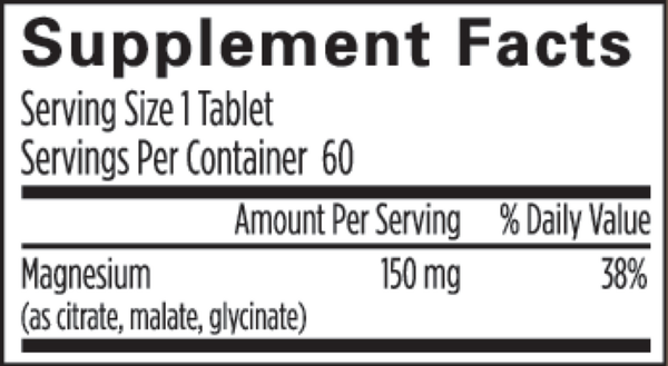 Magnesium Chewable Supplement Facts Label