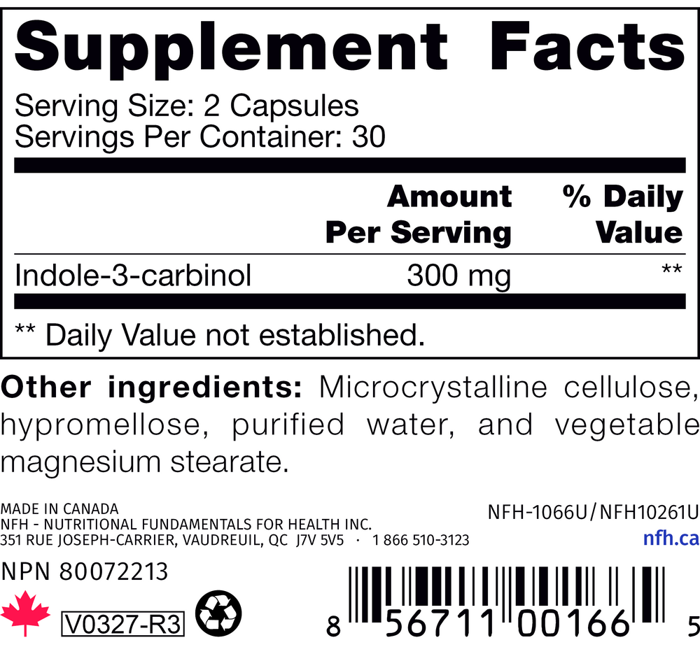 I3C SAP Supplement Facts Label