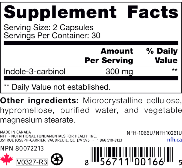 I3C SAP Supplement Facts Label