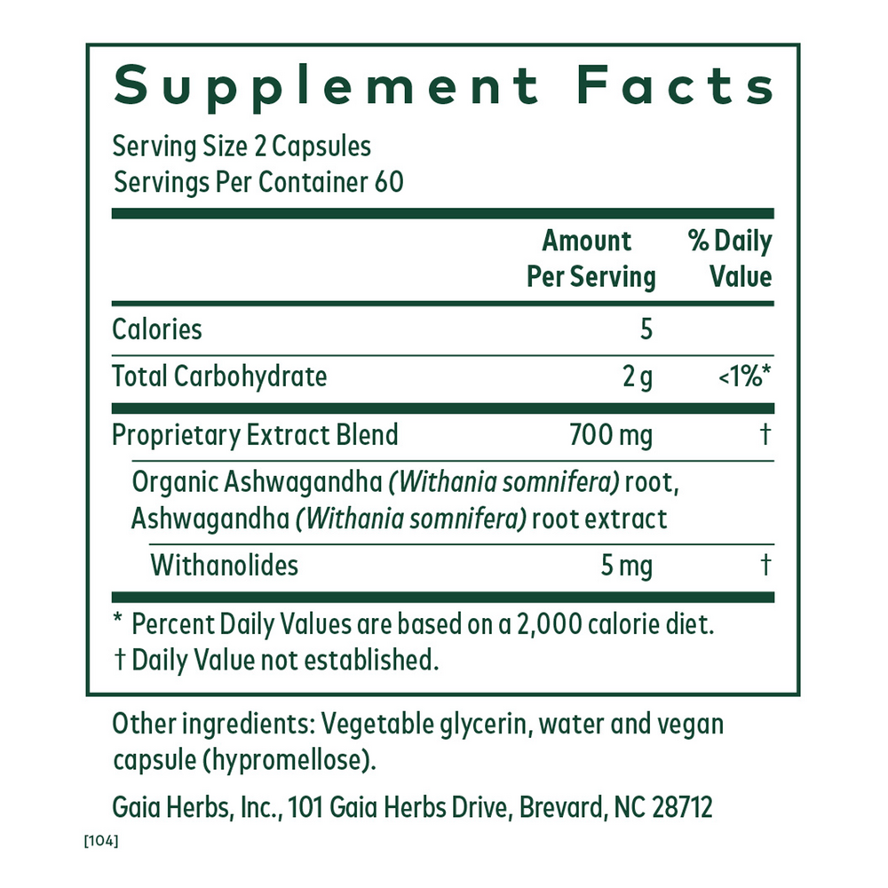 Ashwagandha 700 Supplement Facts Label