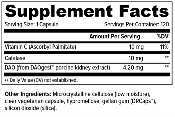 Histamine Digest Supplement Facts Label