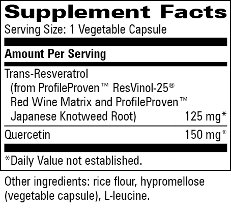 Trans-Resveratrol w/ Quercetin™ Supplement Facts Label