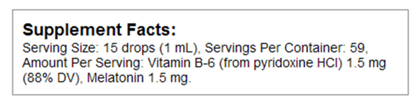 Liposomal Melatonin Drops Supplement Facts Label