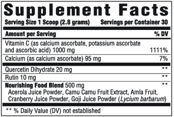 C Complete Powder Supplement Facts Label