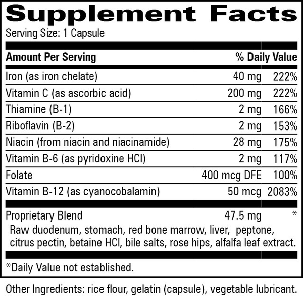 Hemadyn Pro™ Supplement Facts Label