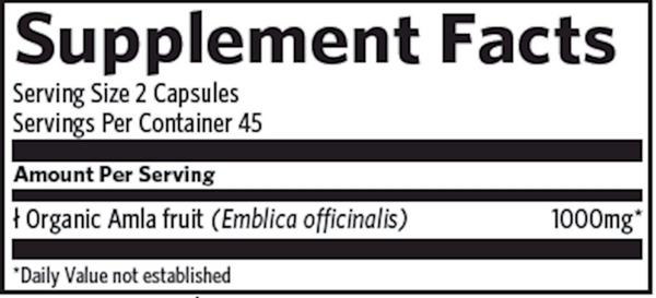 BACKORDER ONLY - Amla Supplement Facts Label