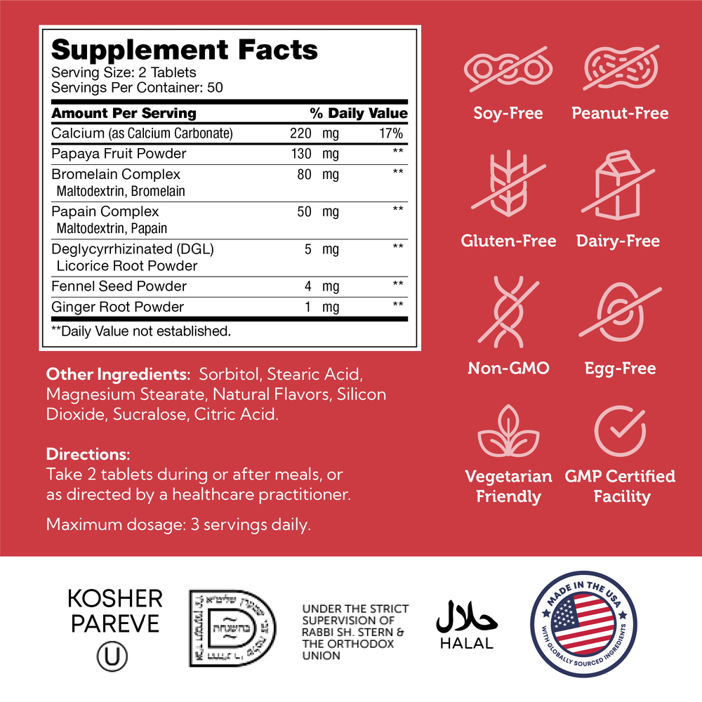 AfterMeals Supplement Facts Label
