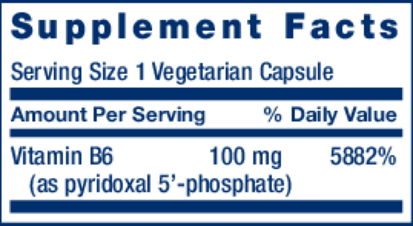 Pyridoxal 5'-Phosphate Caps Supplement Facts Label
