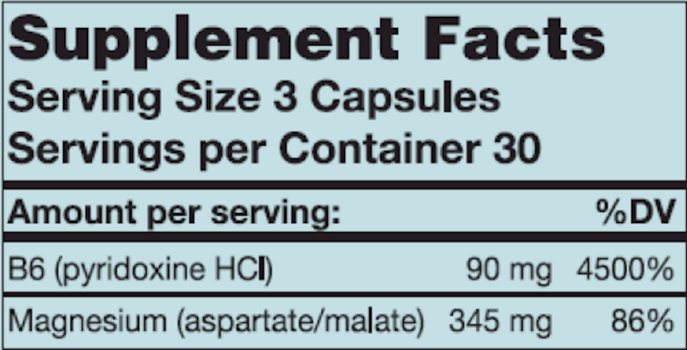 Mag Aspartate Supplement Facts Label