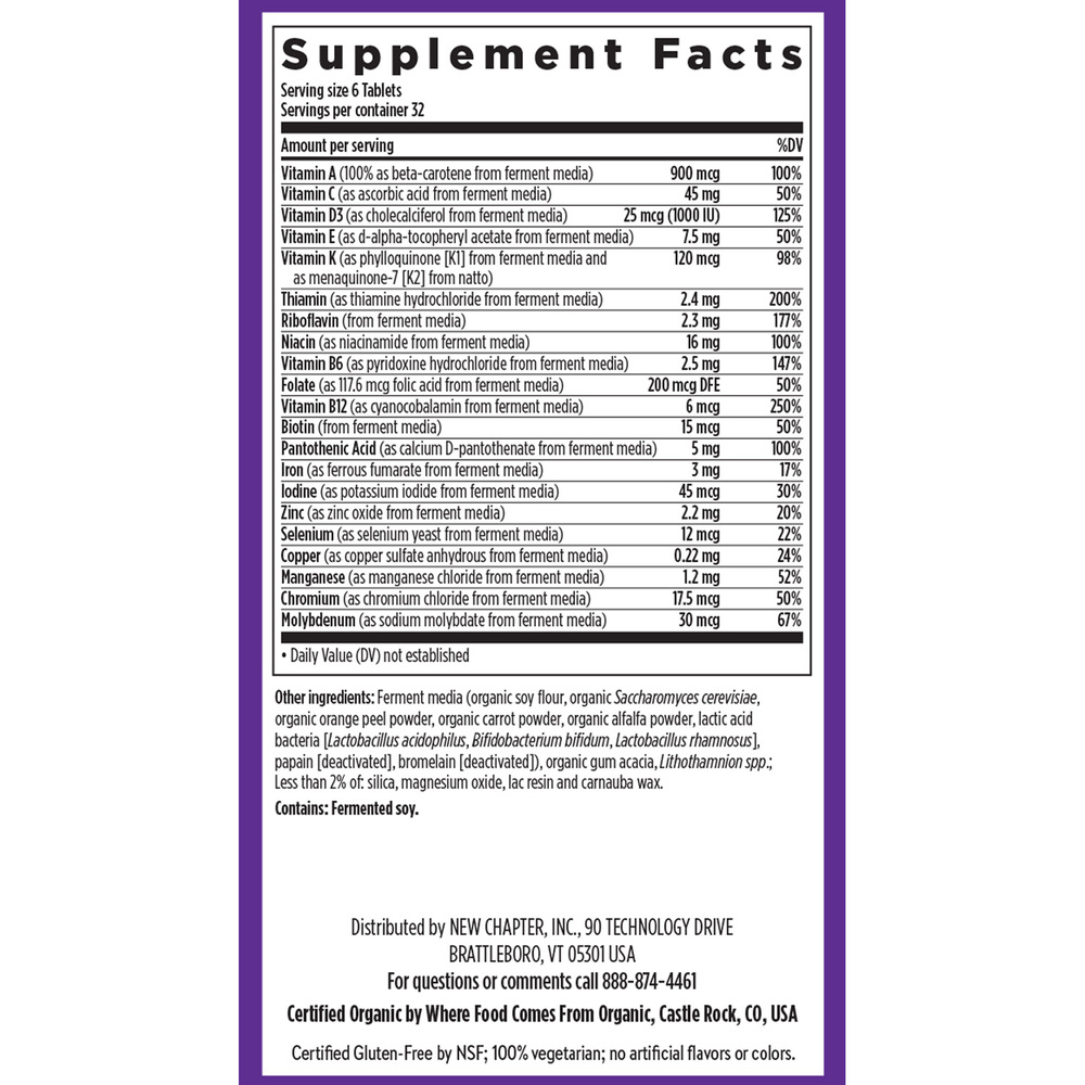 Tiny Tabs Multivitamin Supplement Facts Label