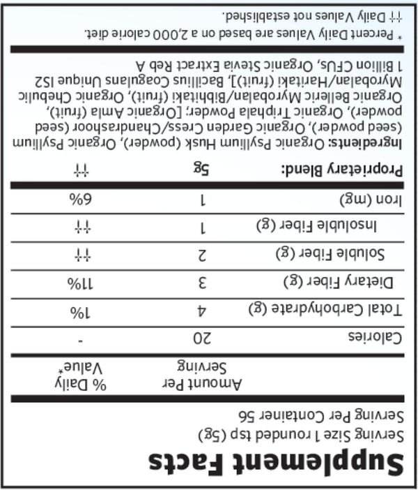Psyllium Pre & Probiotic Fiber Original Supplement Facts Label