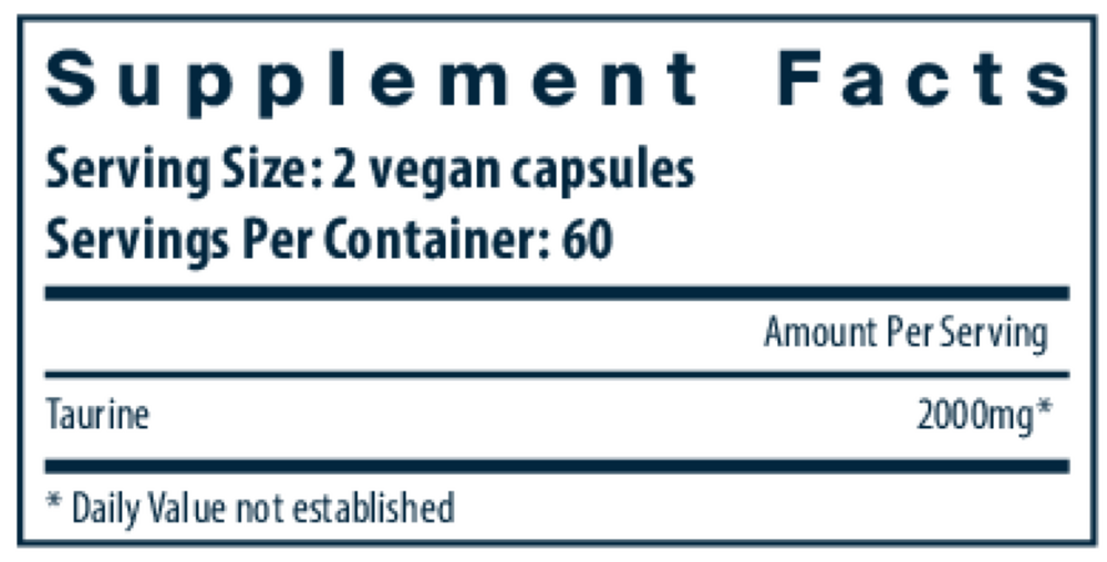 Taurine 1000 mg Supplement Facts Label