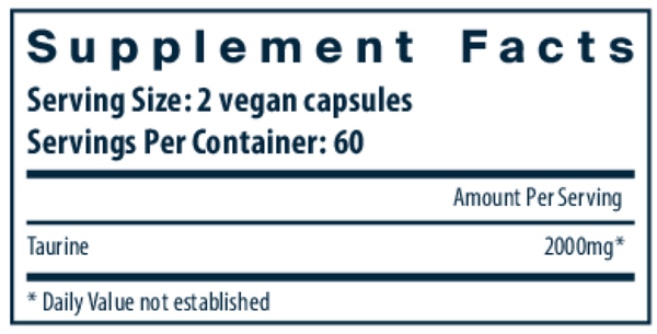 Taurine 1000 mg Supplement Facts Label