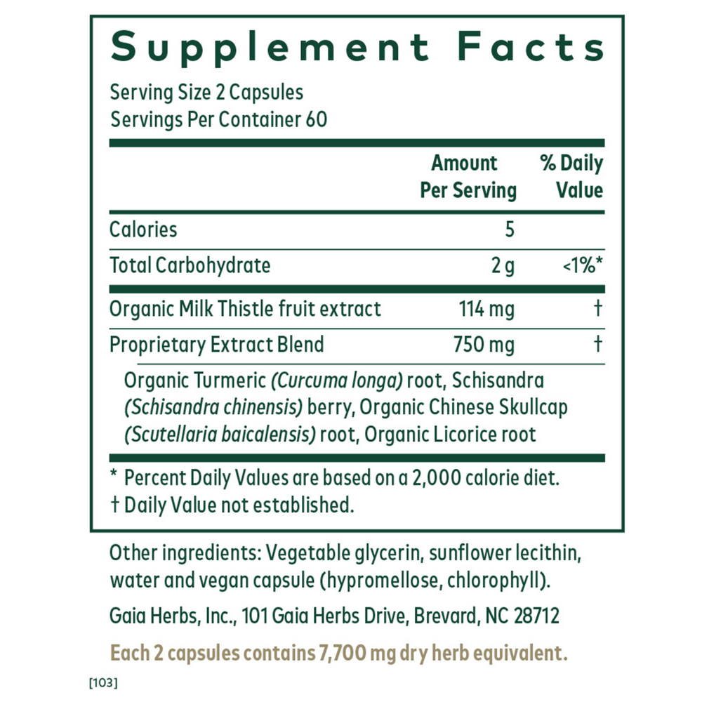 Daily Liver Pro Supplement Facts Label