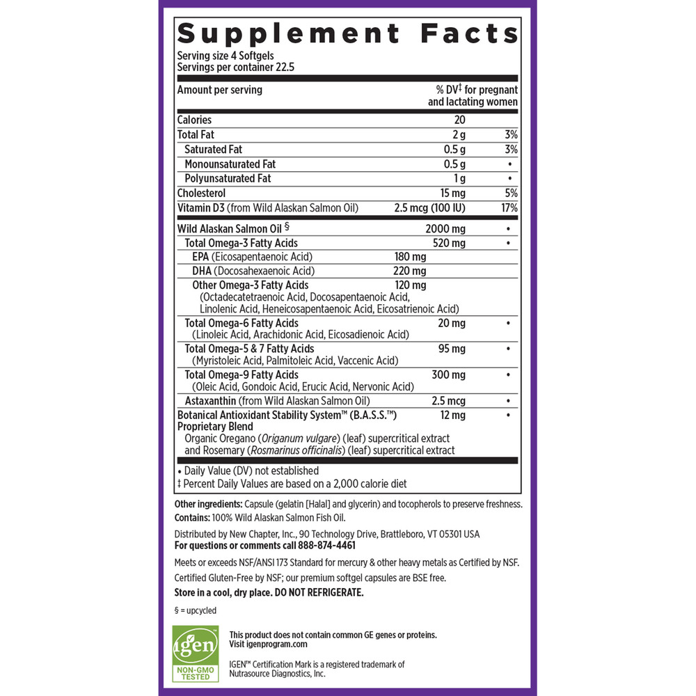Wholemega For Moms Supplement Facts Label