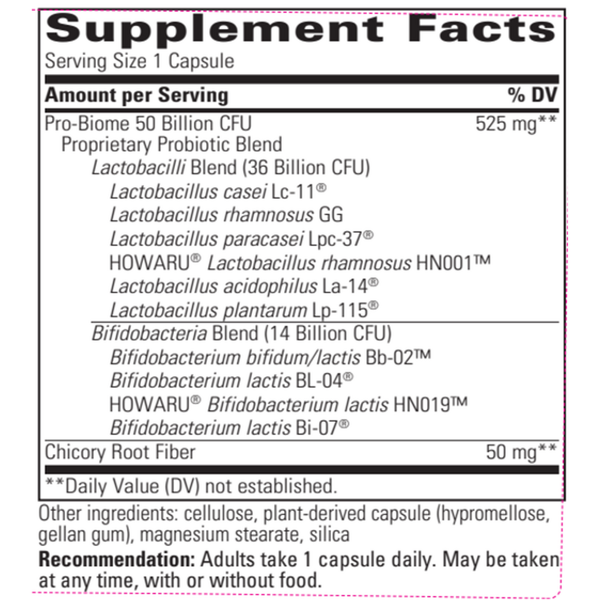 Pro-Biome Supplement Facts Label