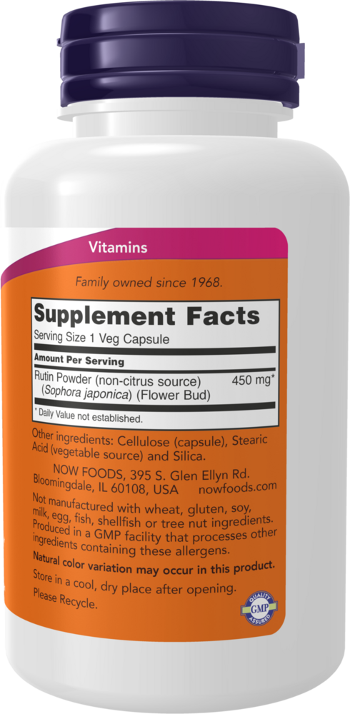 Rutin 450 mg Supplement Facts Label