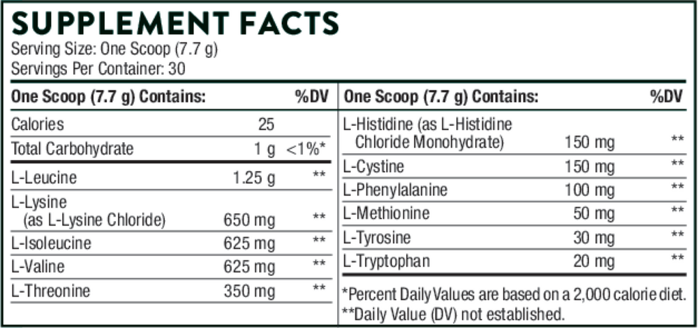 Amino Complex Lemon NSF Supplement Facts Label
