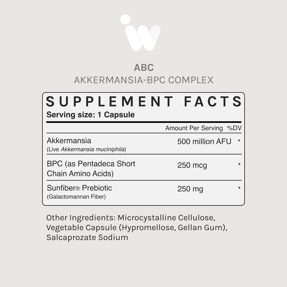 Akkermansia BPC Complex Supplement Facts Label