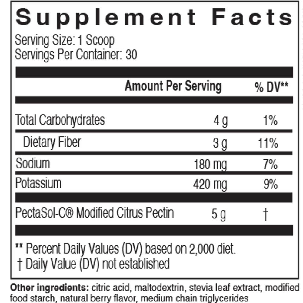 PectaSol Berry Infusion Powder Supplement Facts Label