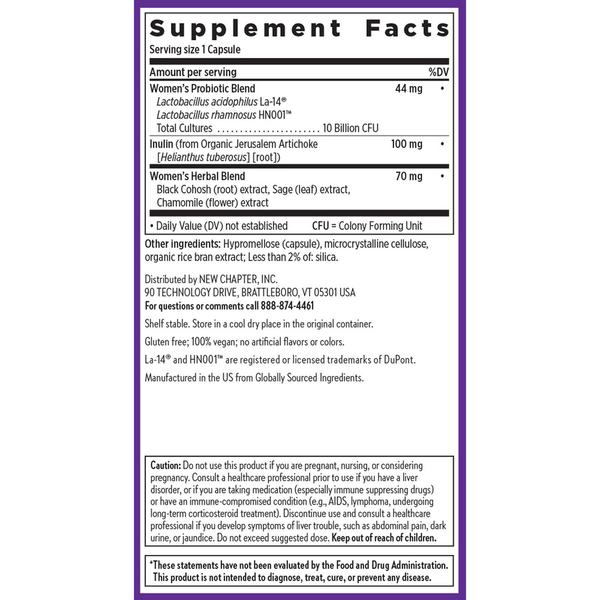All Flora Probiotic Menopause Balance Supplement Facts Label