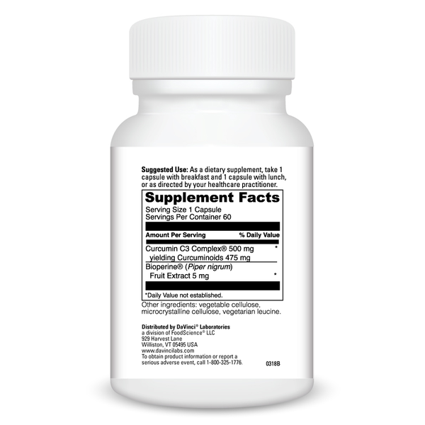 Curcumin C3 Complex Supplement Facts Label