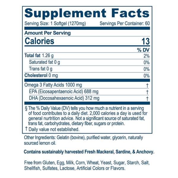 High Omega 3 Supplement Facts Label