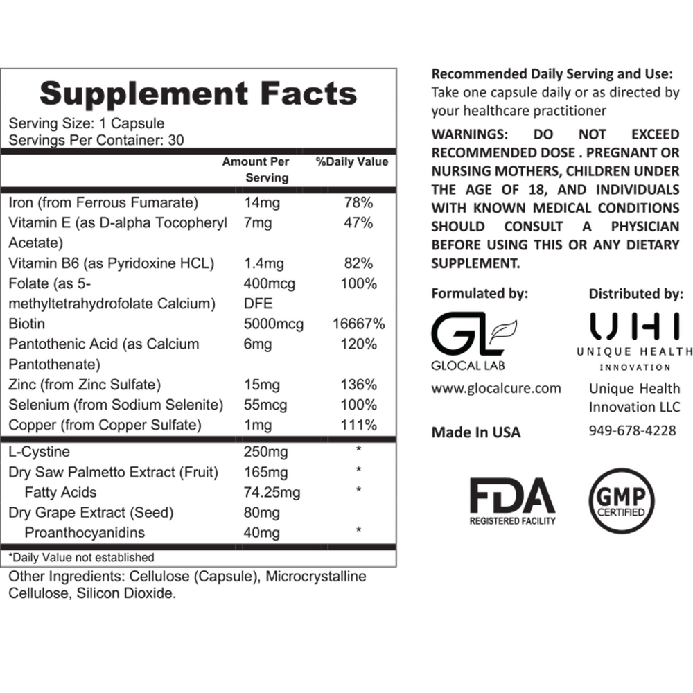 TRiCHO Supplement Facts Label