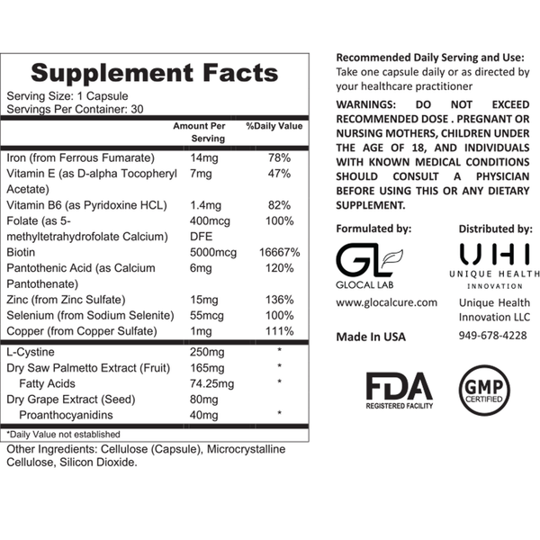 TRiCHO Supplement Facts Label