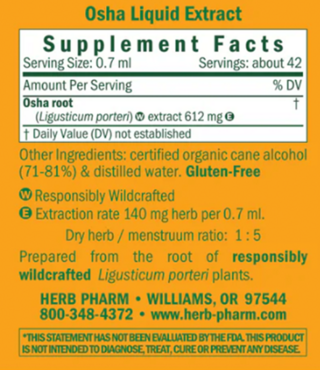 Osha Extract Supplement Facts Label