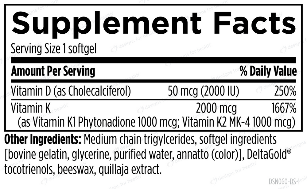 Vitamin D3 Pro Supplement Facts Label