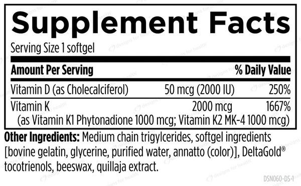 Vitamin D3 Pro Supplement Facts Label