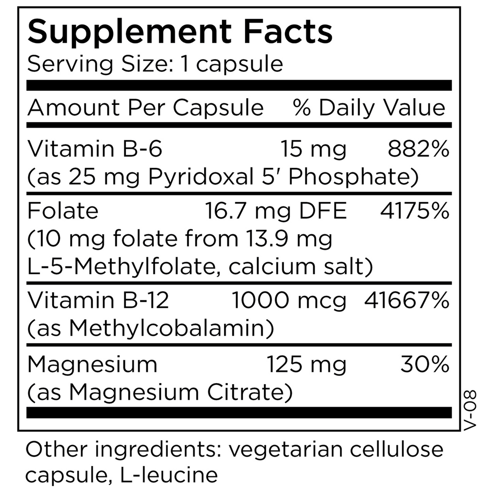 L-Methylfolate 10 mg + Cofactors Supplement Facts Label