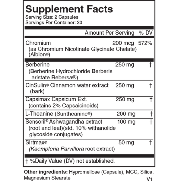 NutraGlutide Supplement Facts Label